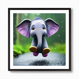 Elephant In The Rain 2 Art Print
