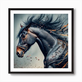 Horse Running With Fire Art Print