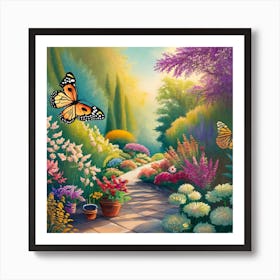 into the garden : Butterfly Garden Art Print