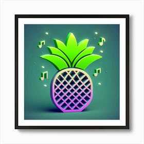 Pineapple With Music Notes 1 Art Print