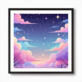 Sky With Twinkling Stars In Pastel Colors Square Composition 248 Art Print