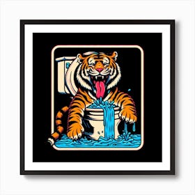 Tiger In The Toilet 3 Art Print