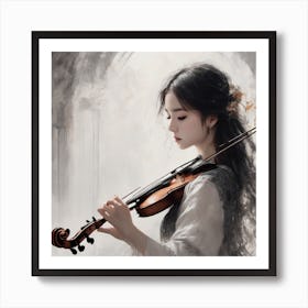 Korean Girl Playing Violin Art Print