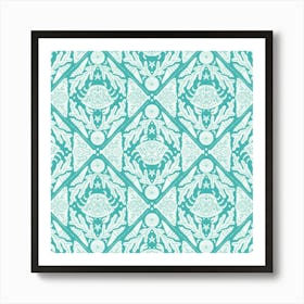 Marine Marvels - Crab & Seashell Paradise Pattern Art Print