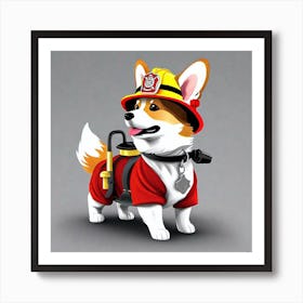 Corgi Firefighter 3 Art Print