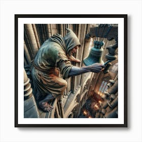 Climbing A Church To Ring The Bells Art Print