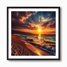 Sunset On The Beach 873 Art Print