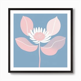 A White And Pink Flower In Minimalist Style Square Composition 213 Art Print