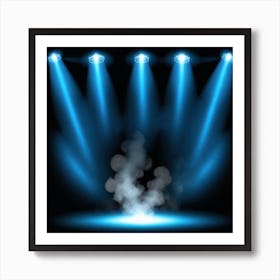 Blue Stage Lights and smoke Art Print