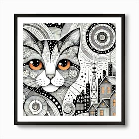 Slate Runner City Cat Art Print