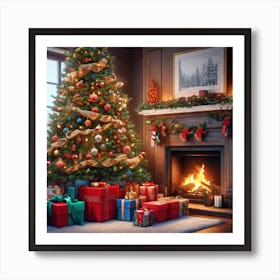 Christmas Tree In The Living Room 108 Art Print