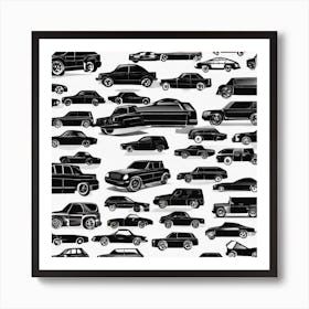 Black And White Car Silhouettes Art Print