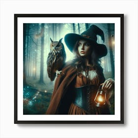 A sorceress in the woods  Art Print