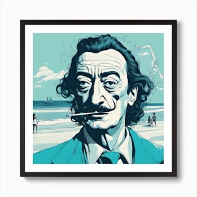 Salvador Dali at the beach_abstract Art Print