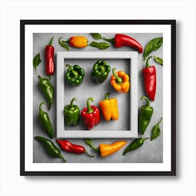 Peppers In A Frame 6 Affiche