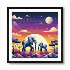 The Gentle Giants of the Savannah Elephants Art Print