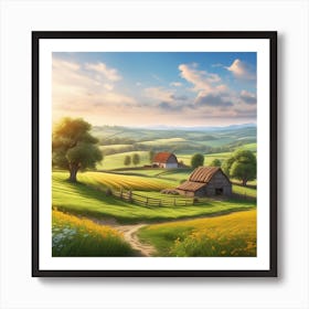 Farm Landscape In The Countryside Art Print