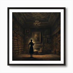 Woman In A Library 2 Art Print