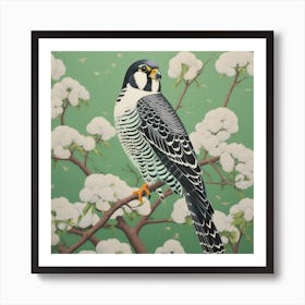 Ohara Koson Inspired Bird Painting American Kestrel 2 Square Art Print