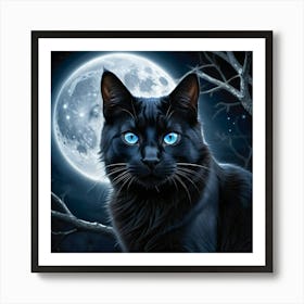 Black Cat With Blue Eyes 1 Art Print