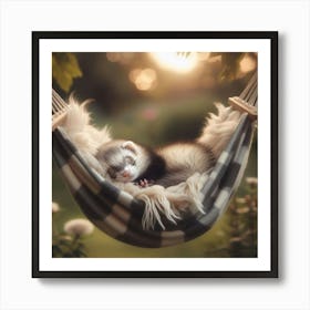 Ferret Sleeping In A Hammock 2 Art Print