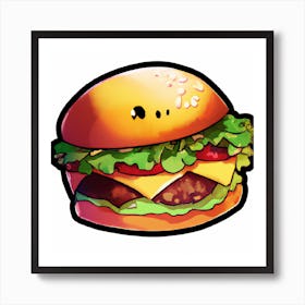 Kawaii Burger Art Print