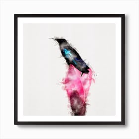 Hummingbird Watercolor Square Art Print