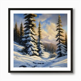 A Scottish Landscape, The Highlands in the Snow 2 Art Print