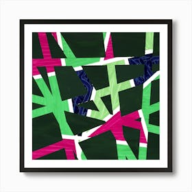 Road To Know Where - Lime Fuchsia Art Print