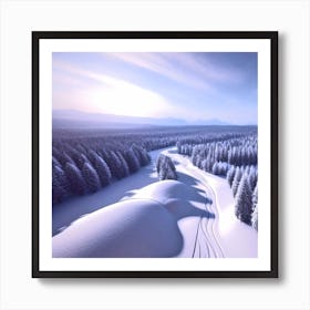 Aerial View Of Snowy Forest 6 Art Print