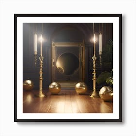 Golden Balls In A Room Art Print