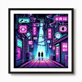8-bit cyberpunk alleyway Art Print