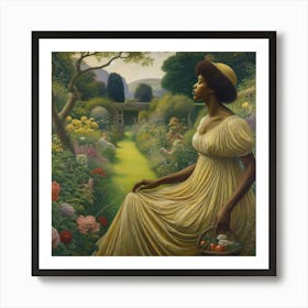 Woman In A Garden 3 Art Print