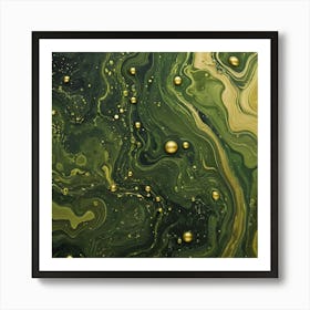 olive gold abstract wave art 19 Art Print