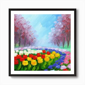 a flower garden in spring Art Print