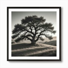 Lone Oak Tree Art Print