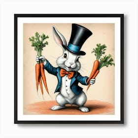 Rabbit With Carrots 35 Art Print