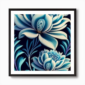 Blueandwhite Porcelain Botanical Art Seamless 1 Art Print