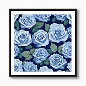 Blue Roses Seamless Pattern 1 Art Print