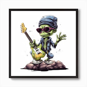 Rock N Roll Skeleton Art Print