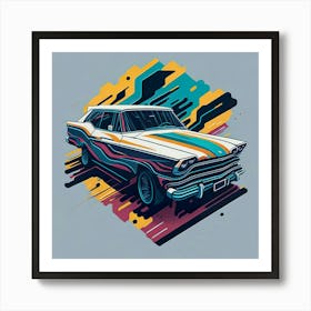 Car Colored Artwork Of Graphic Design Flat (96) Art Print