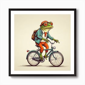 Frog Riding A Bicycle Art Print