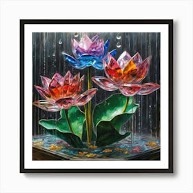 Lotus In The Rain Art Print