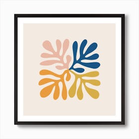 Colorful Leaves Inspired By Matisse Square Art Print