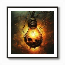 Skull Light Bulb Art Print