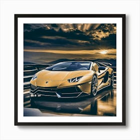 Golden Lamborghini 1 Art Print