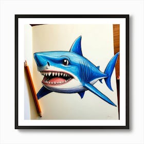 Shark Drawing 4 Art Print