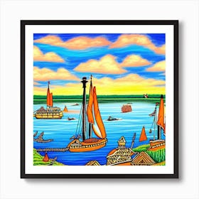 Sailboats In The Bayou Art Print