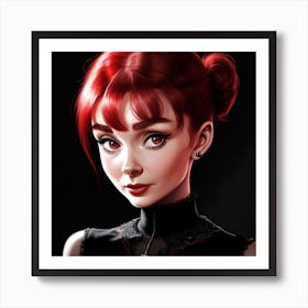 Crimson Red Audrey Hepburn Art Print