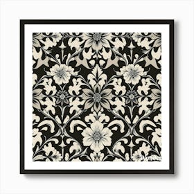 Black And White Damask Art Print